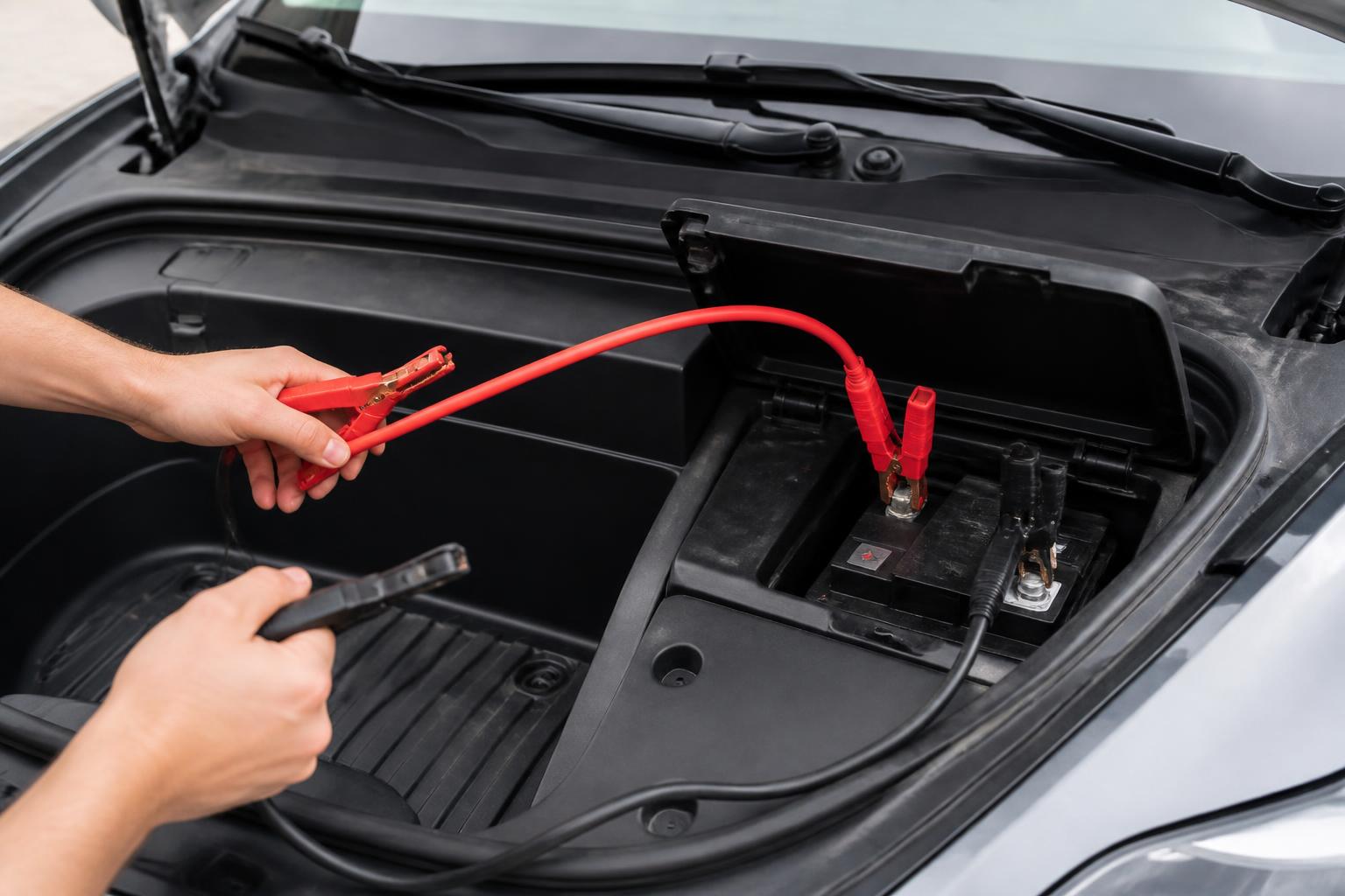 Illustration for: How to jump start your EV’s 12V battery